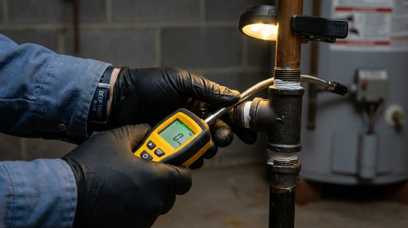 Gas leak detection with electronic sniffer by Johns Plumbing LLC in Roseland