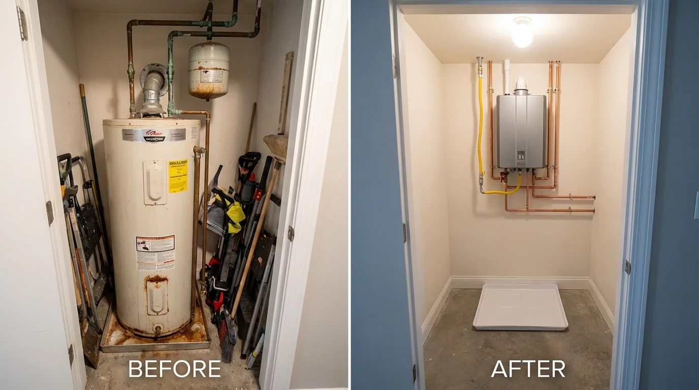 Tank water heater versus wall-mounted tankless unit comparison for Roseland, NJ homeowners